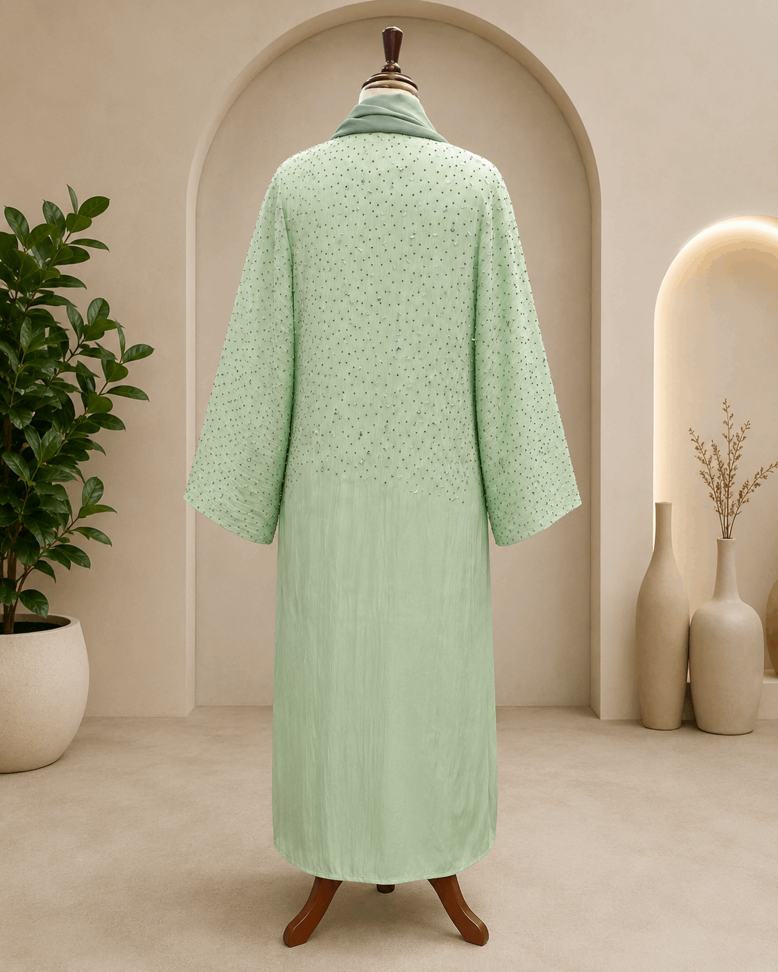 A1434 Rose Organza Abaya