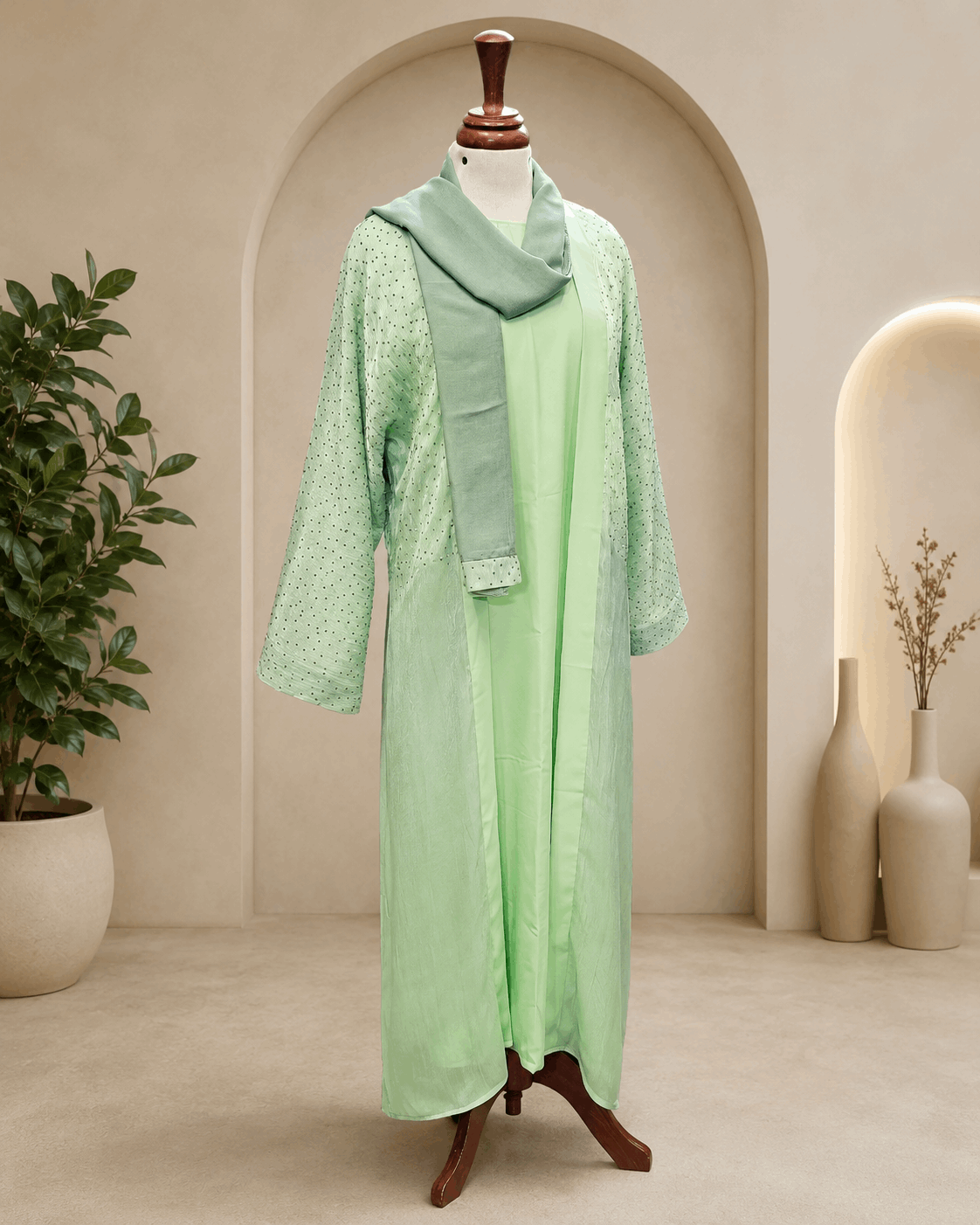 A1434 Rose Organza Abaya