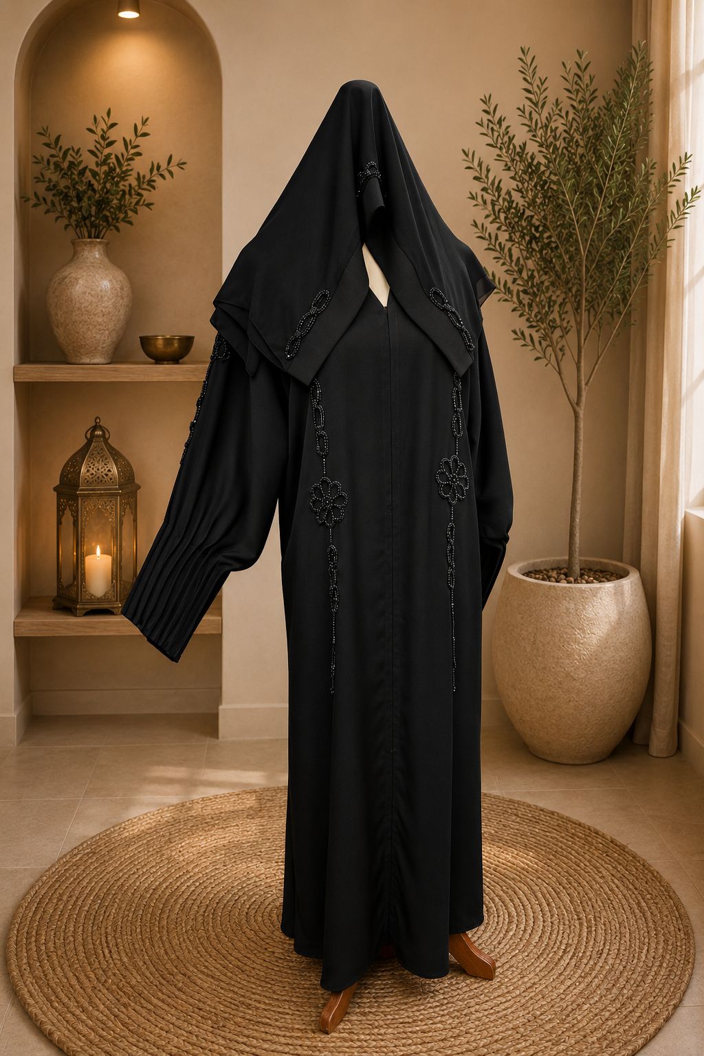 A1221 Korean Crinkle Nada Abaya