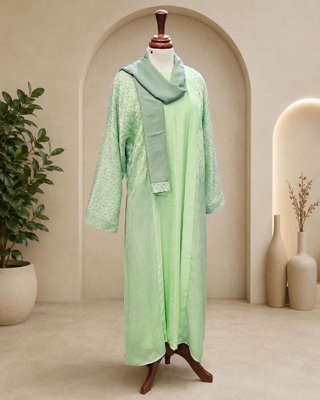 A1434 Rose Organza Abaya