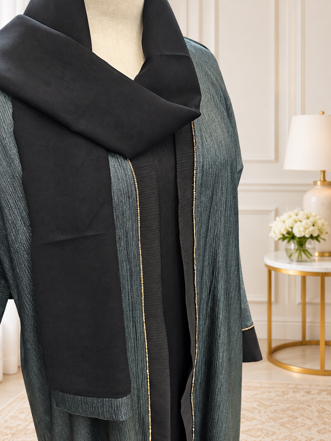 A1439 Shimmer Crinkle Abaya