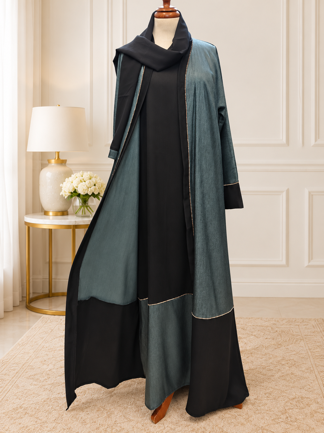 A1439 Shimmer Crinkle Abaya