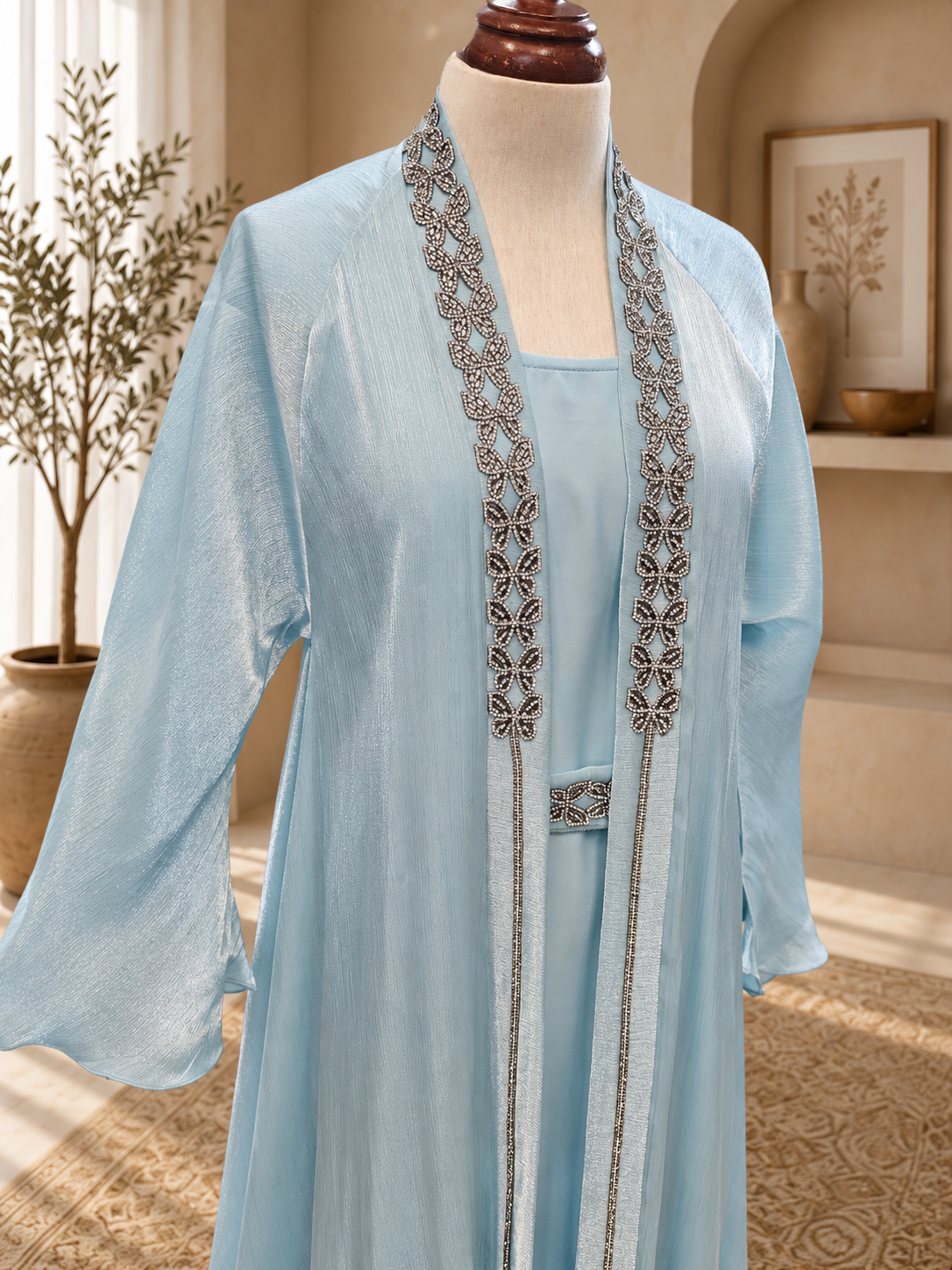 A1671 Rose Organza Abaya