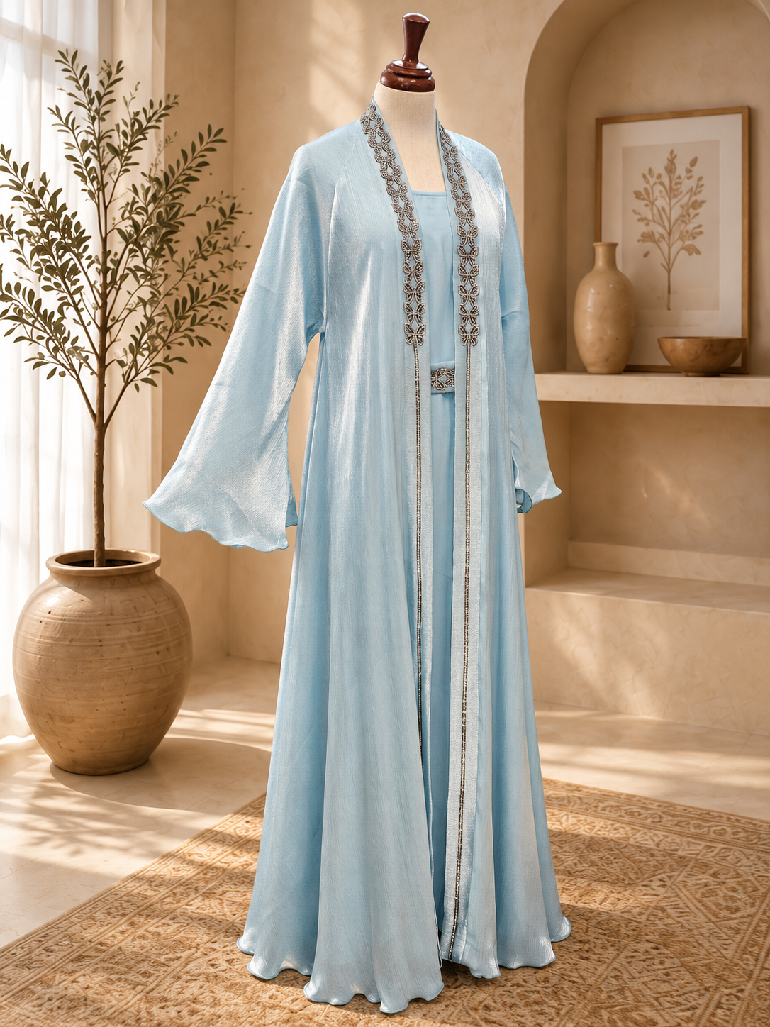 A1671 Rose Organza Abaya