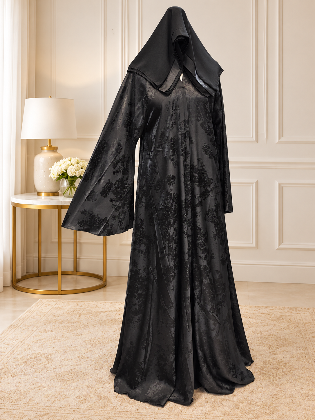 A1484 Self Viscose Abaya