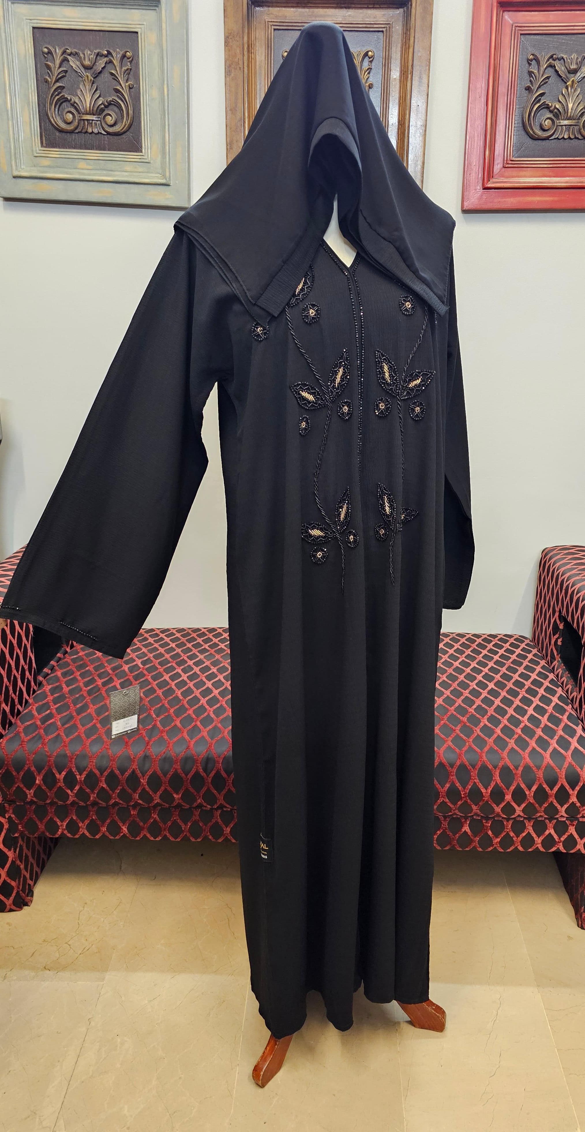 A1481 Self Crepe Abaya