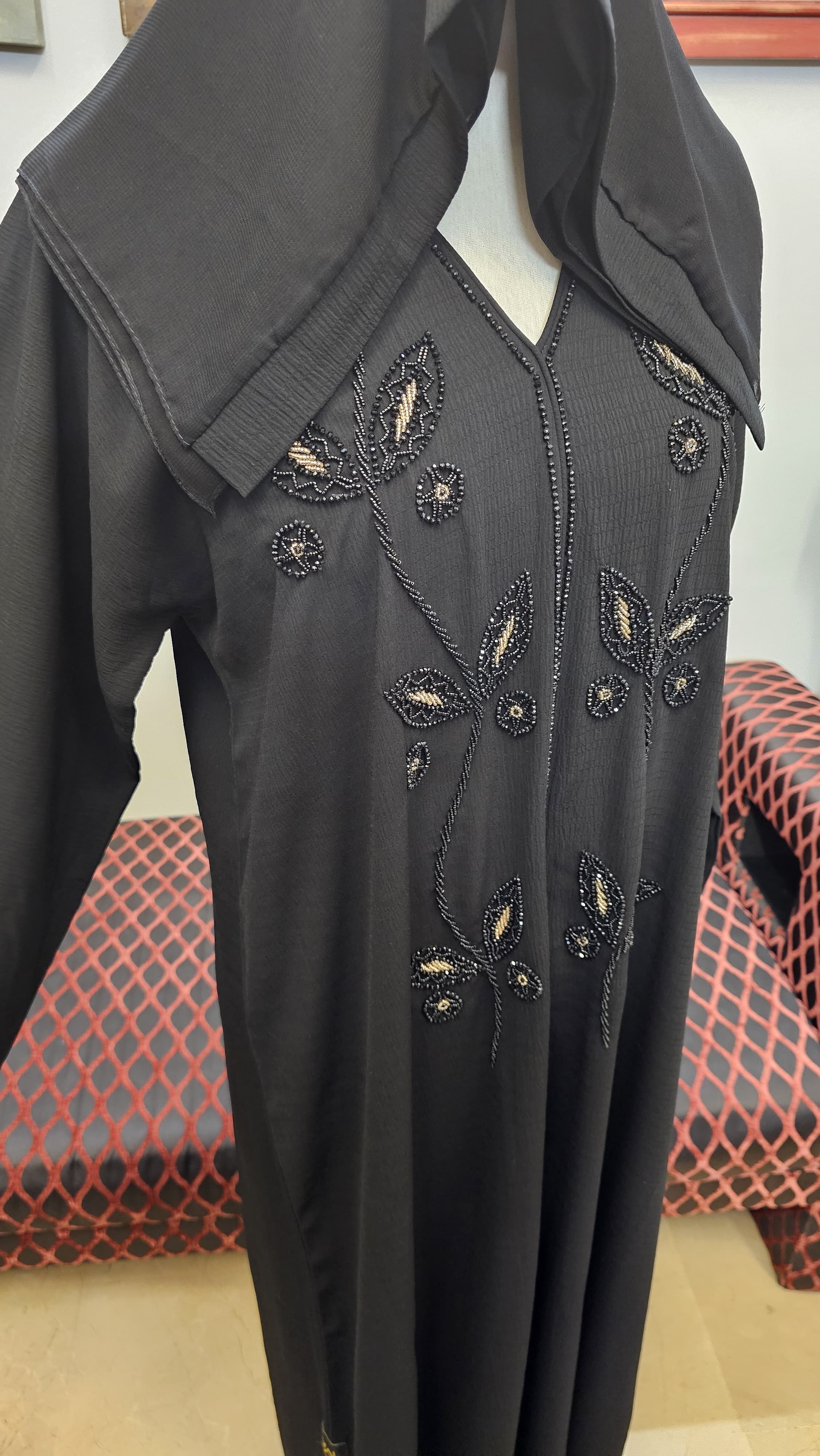 A1481 Self Crepe Abaya