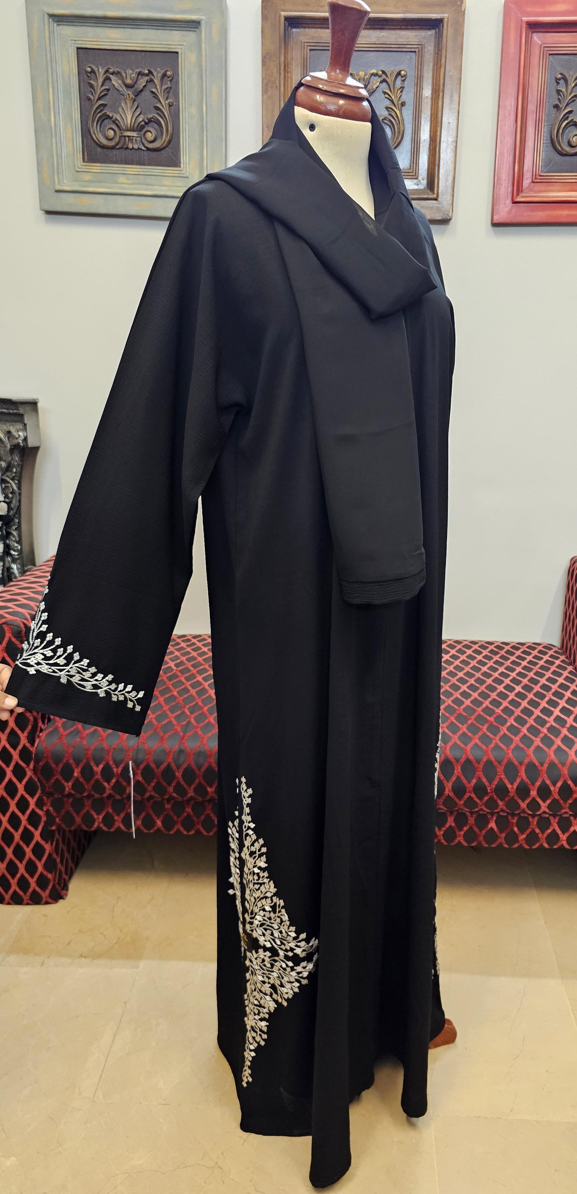 A1461 Self Crepe Abaya