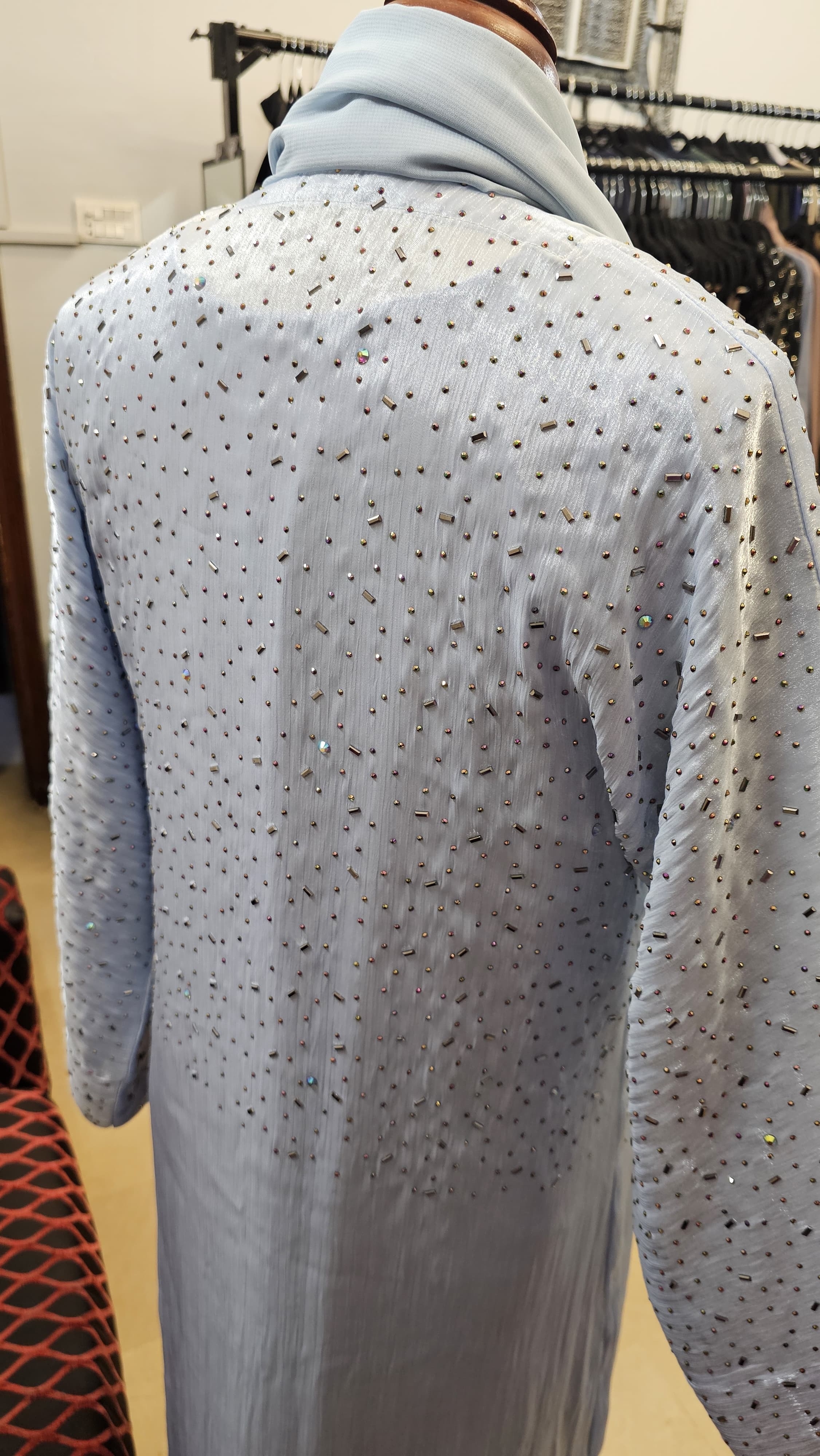 A1434 Rose Organza Abaya