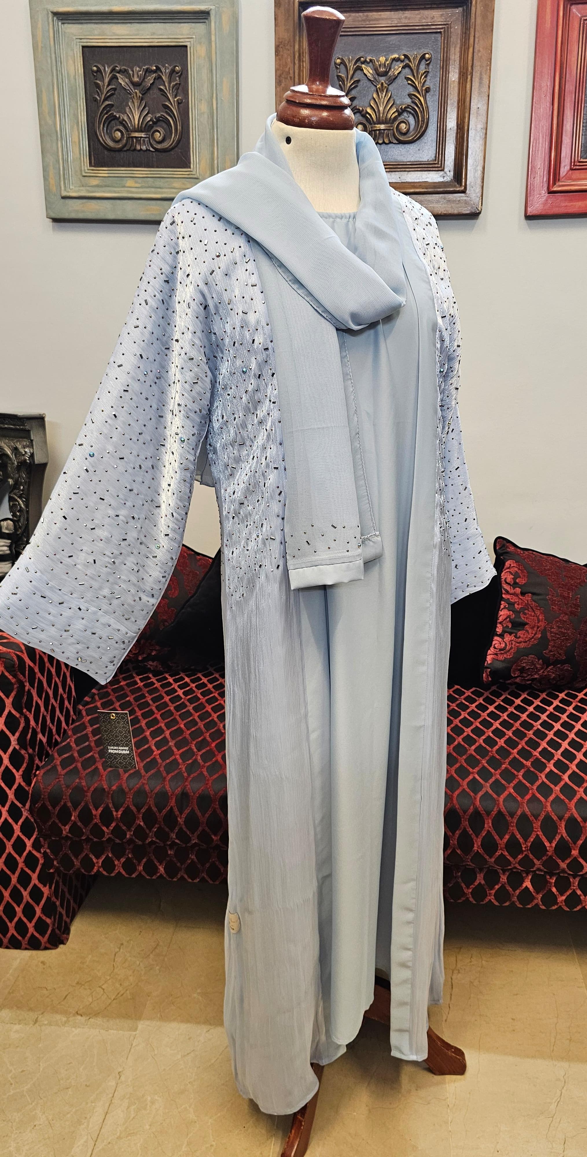 A1434 Rose Organza Abaya