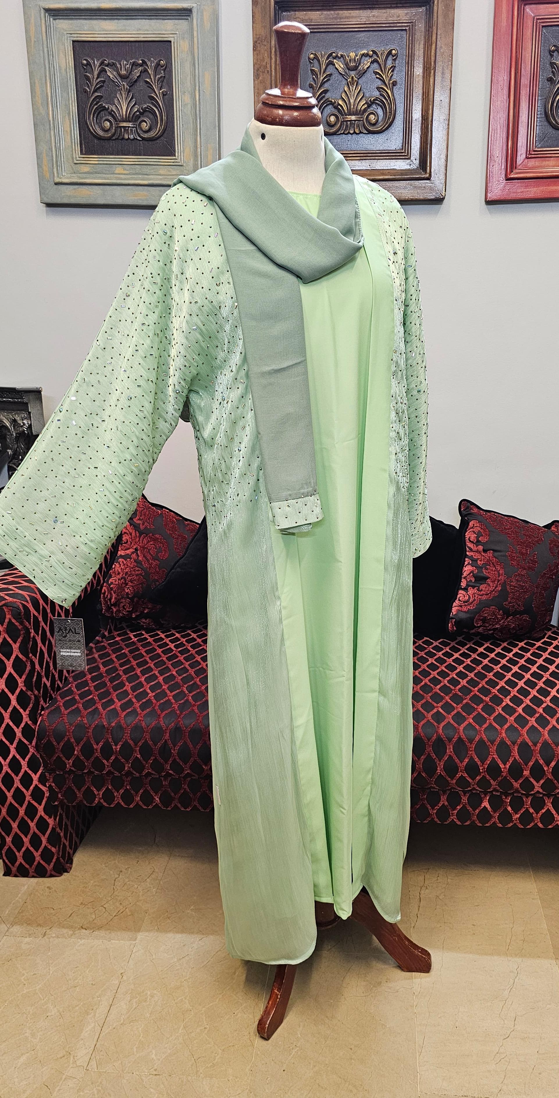 A1434 Rose Organza Abaya