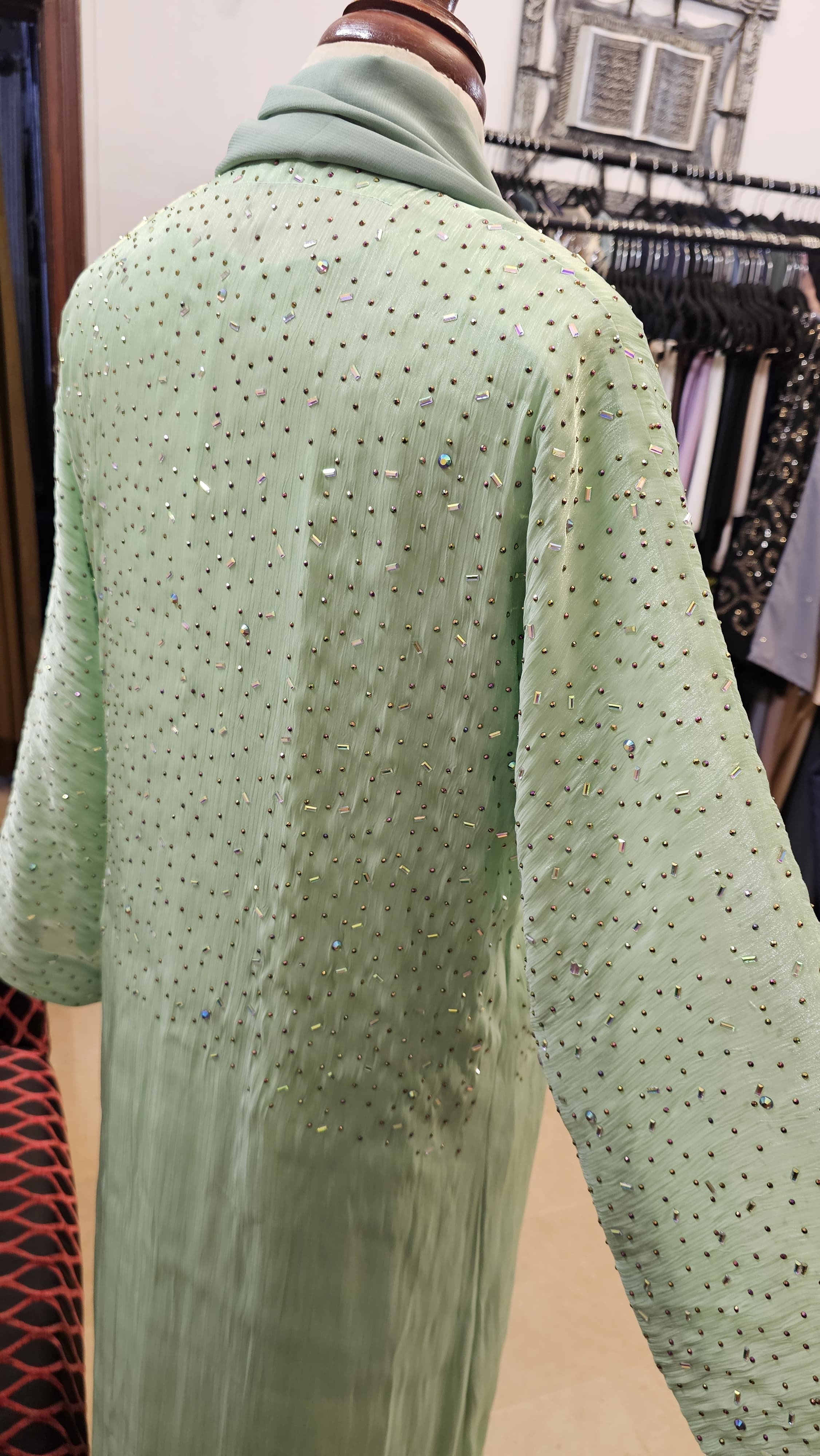 A1434 Rose Organza Abaya