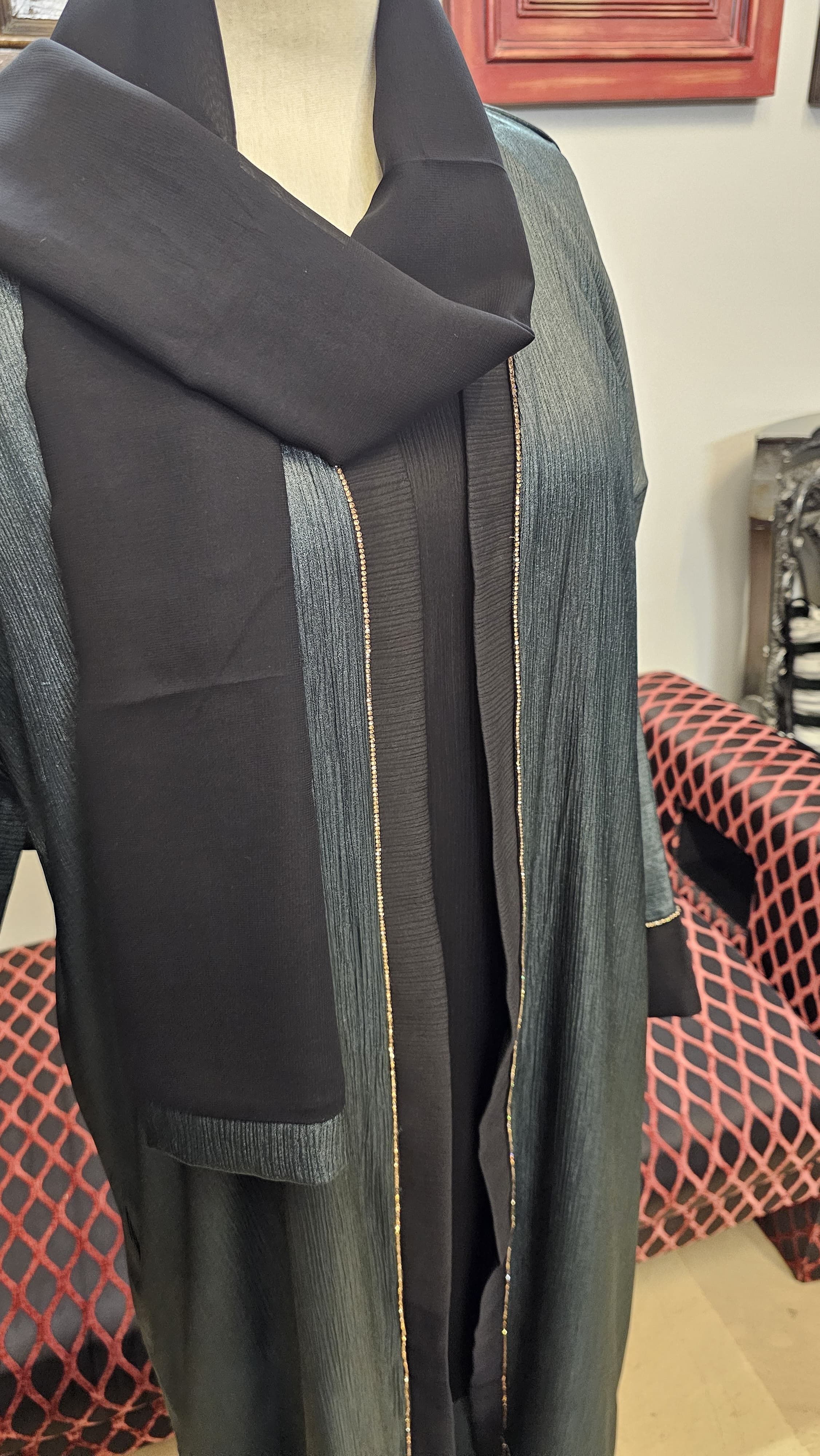 A1439 Shimmer Crinkle Abaya