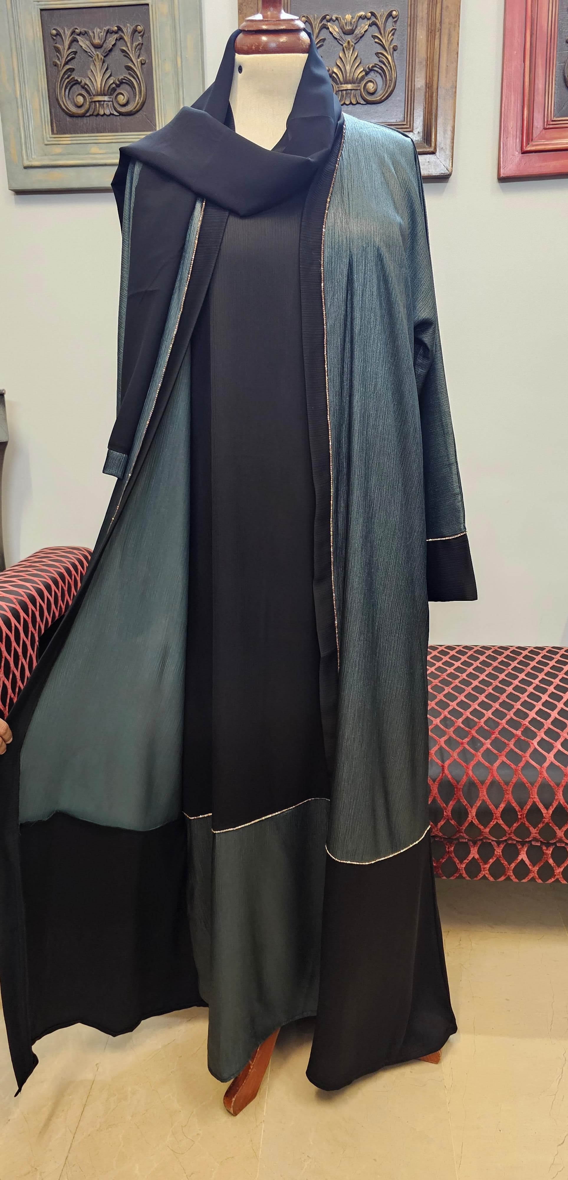 A1439 Shimmer Crinkle Abaya