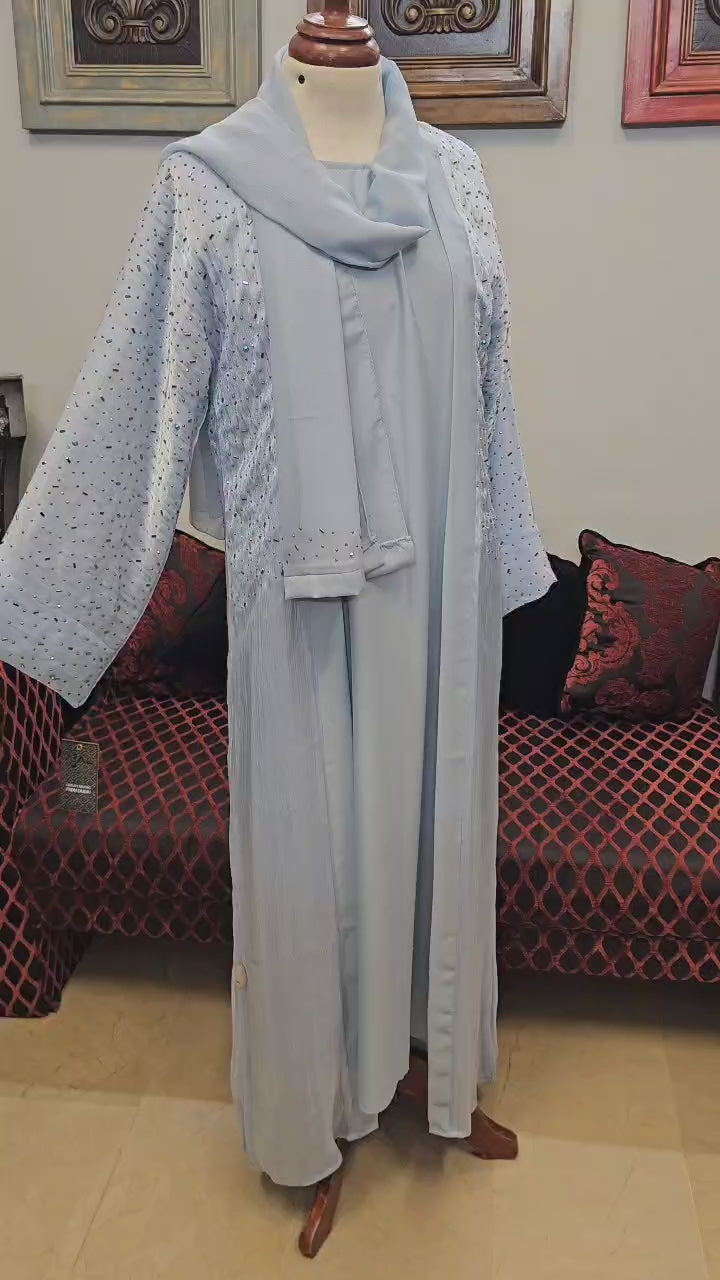 A1434 Rose Organza Abaya