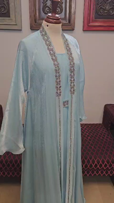 A1671 Rose Organza Abaya