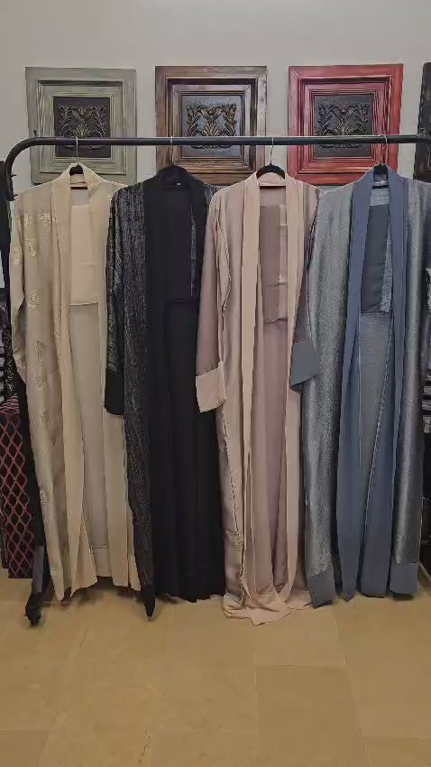 A1607A Printed Satin Abaya