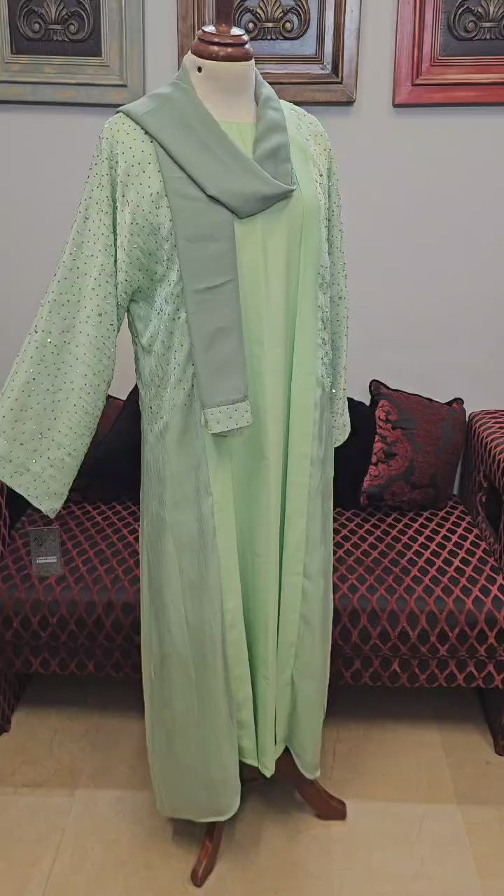 A1434 Rose Organza Abaya