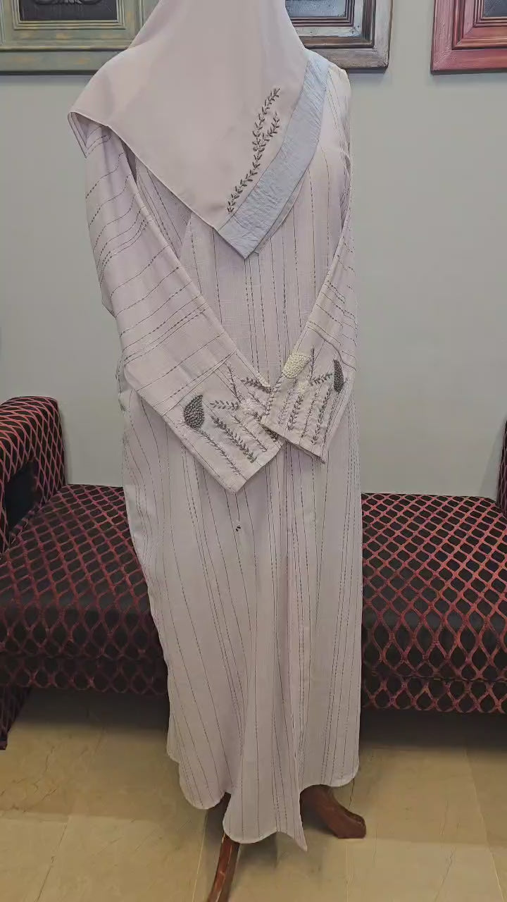 A1195 Striped Crepe Abaya
