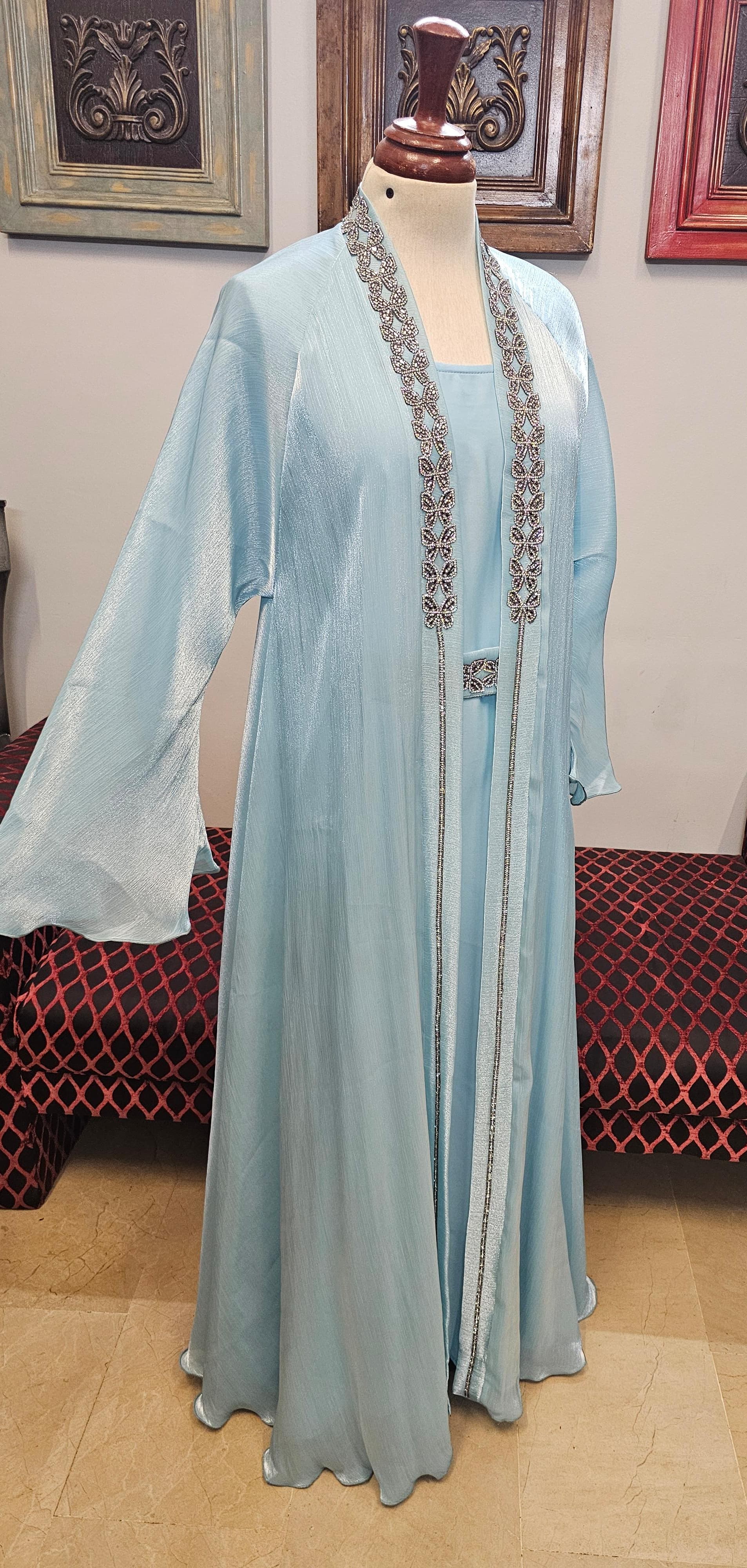 A1671 Rose Organza Abaya