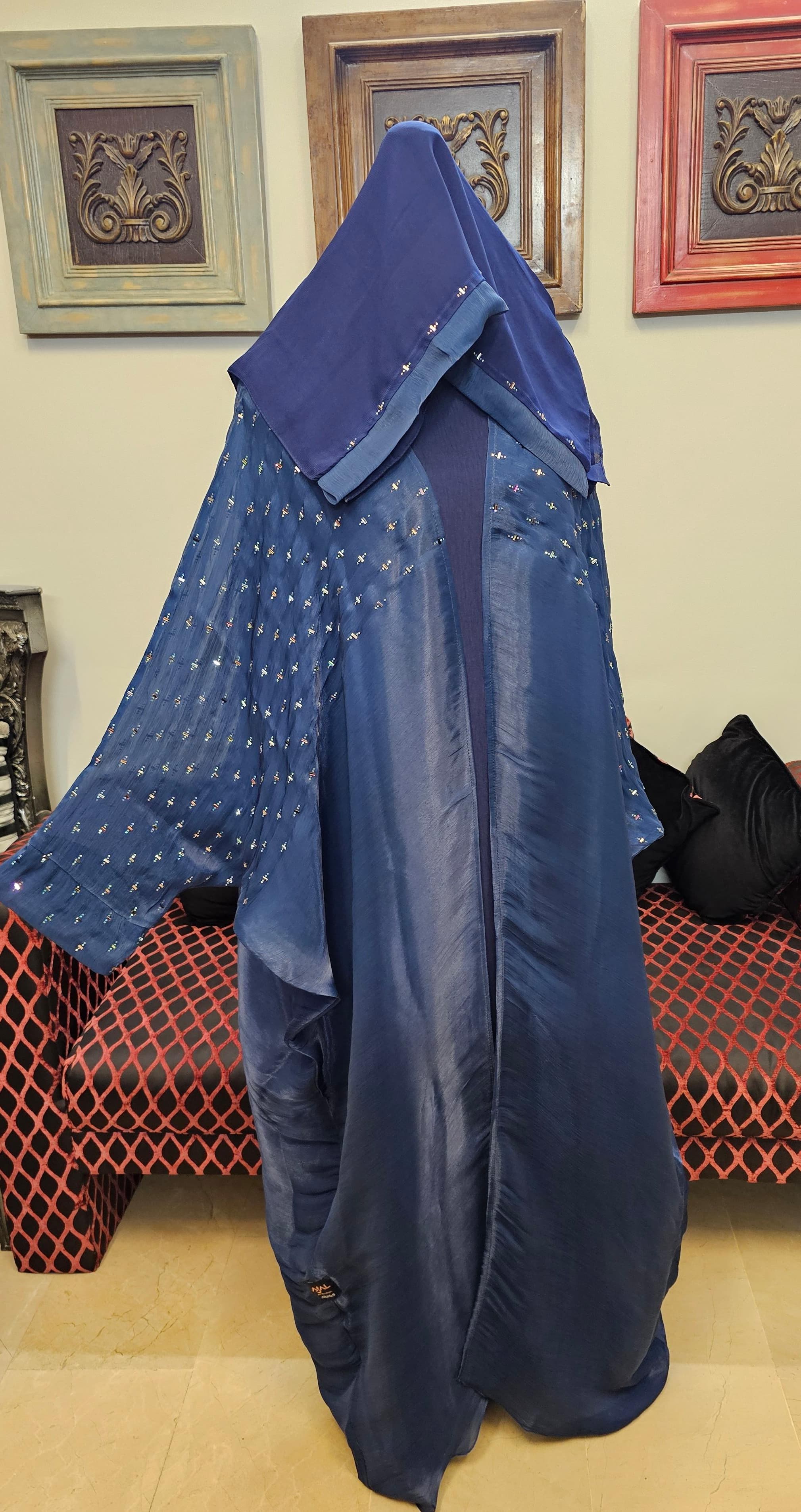 A1489 Rose Organza Abaya
