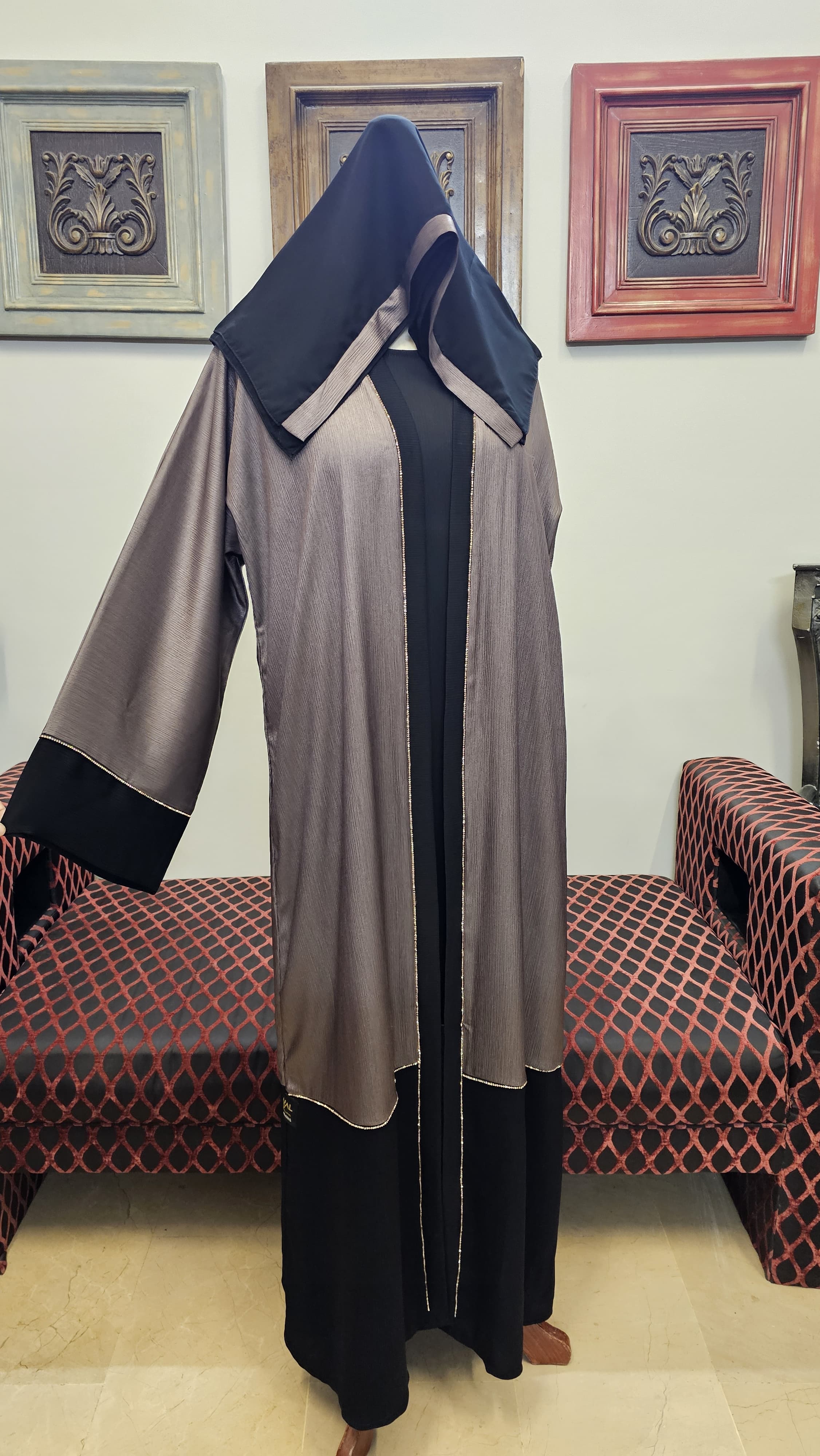 A1439 Shimmer Crinkle Abaya