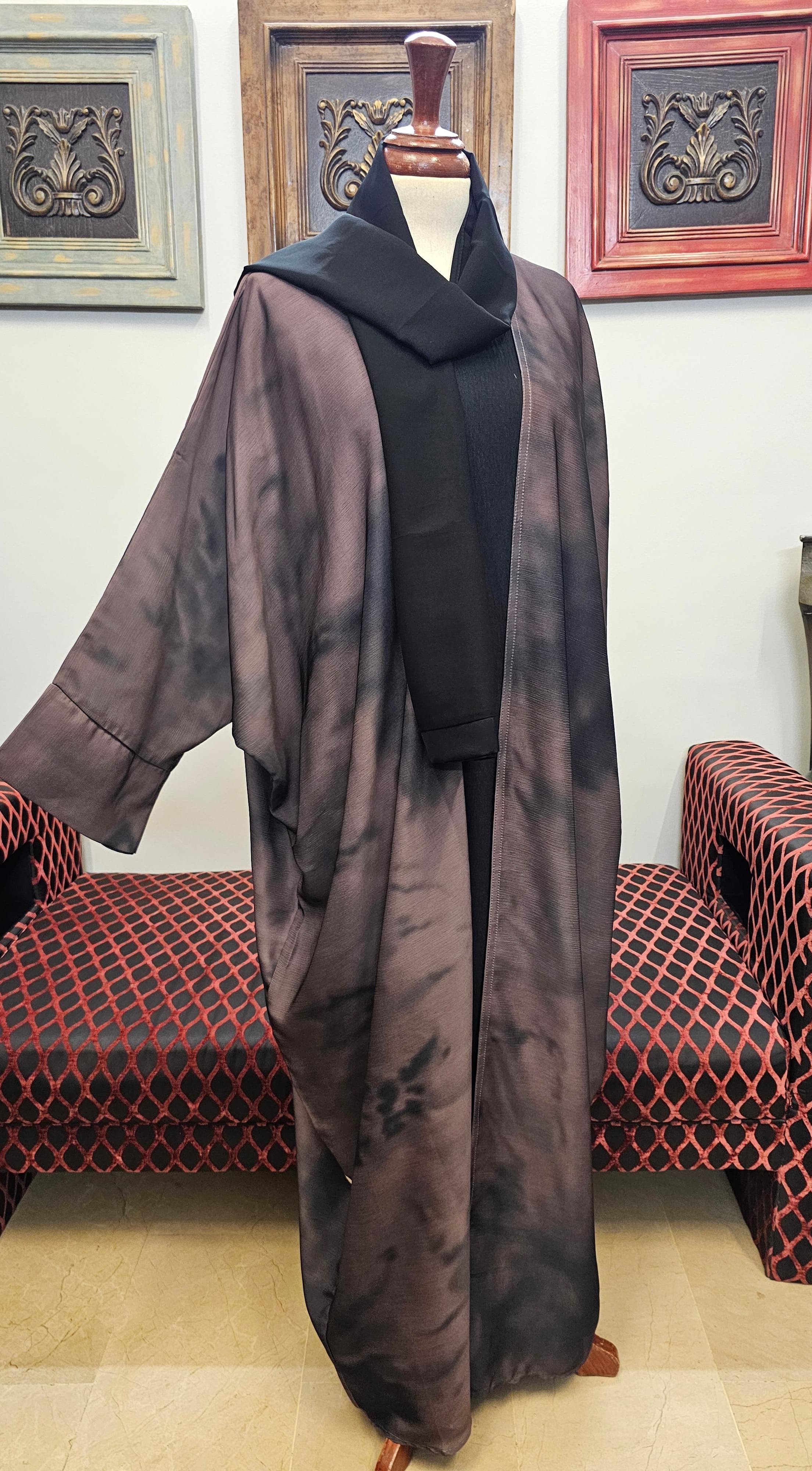 A1601 Tie Dye Crinkle Abaya