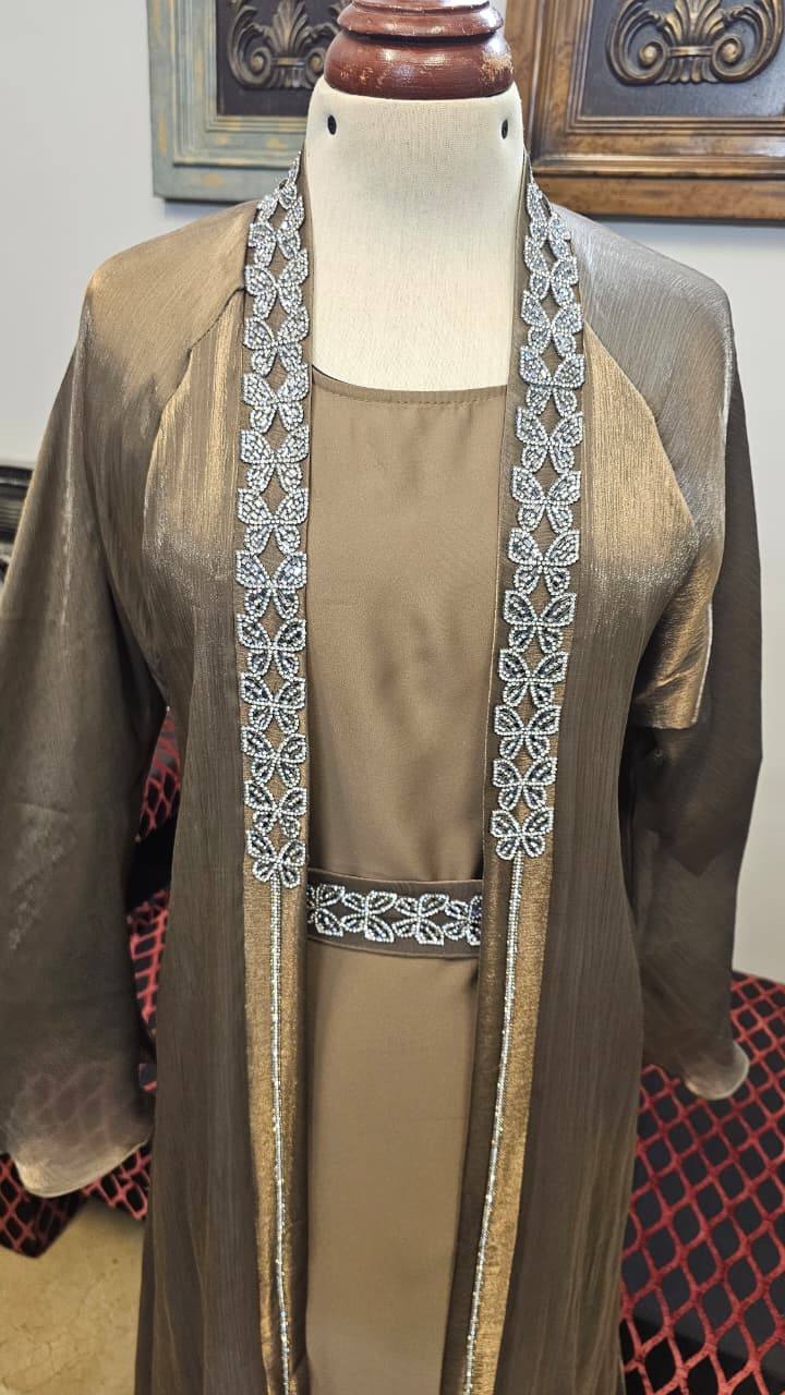 A1671 Rose Organza Abaya