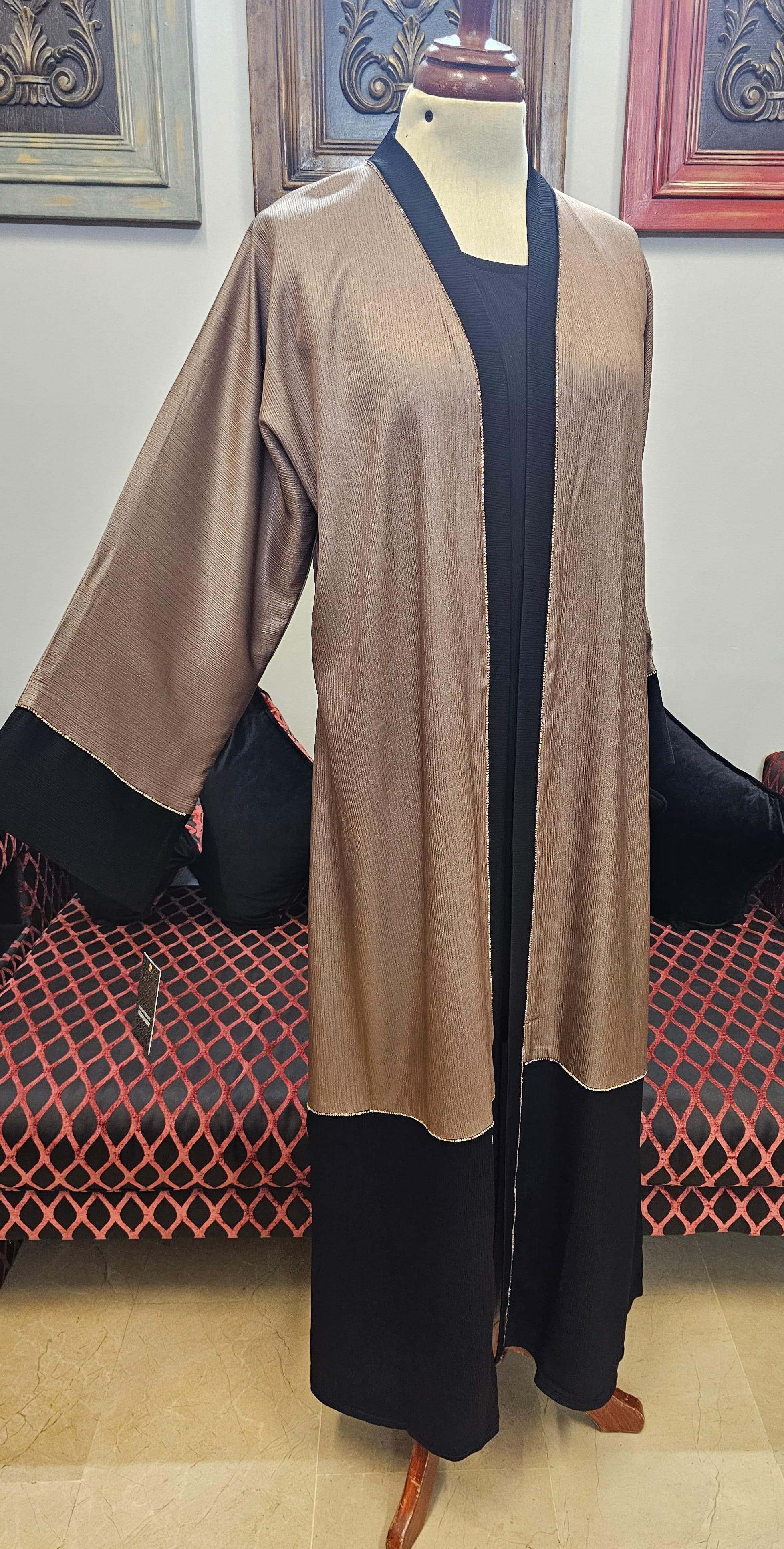 A1439 Shimmer Crinkle Abaya