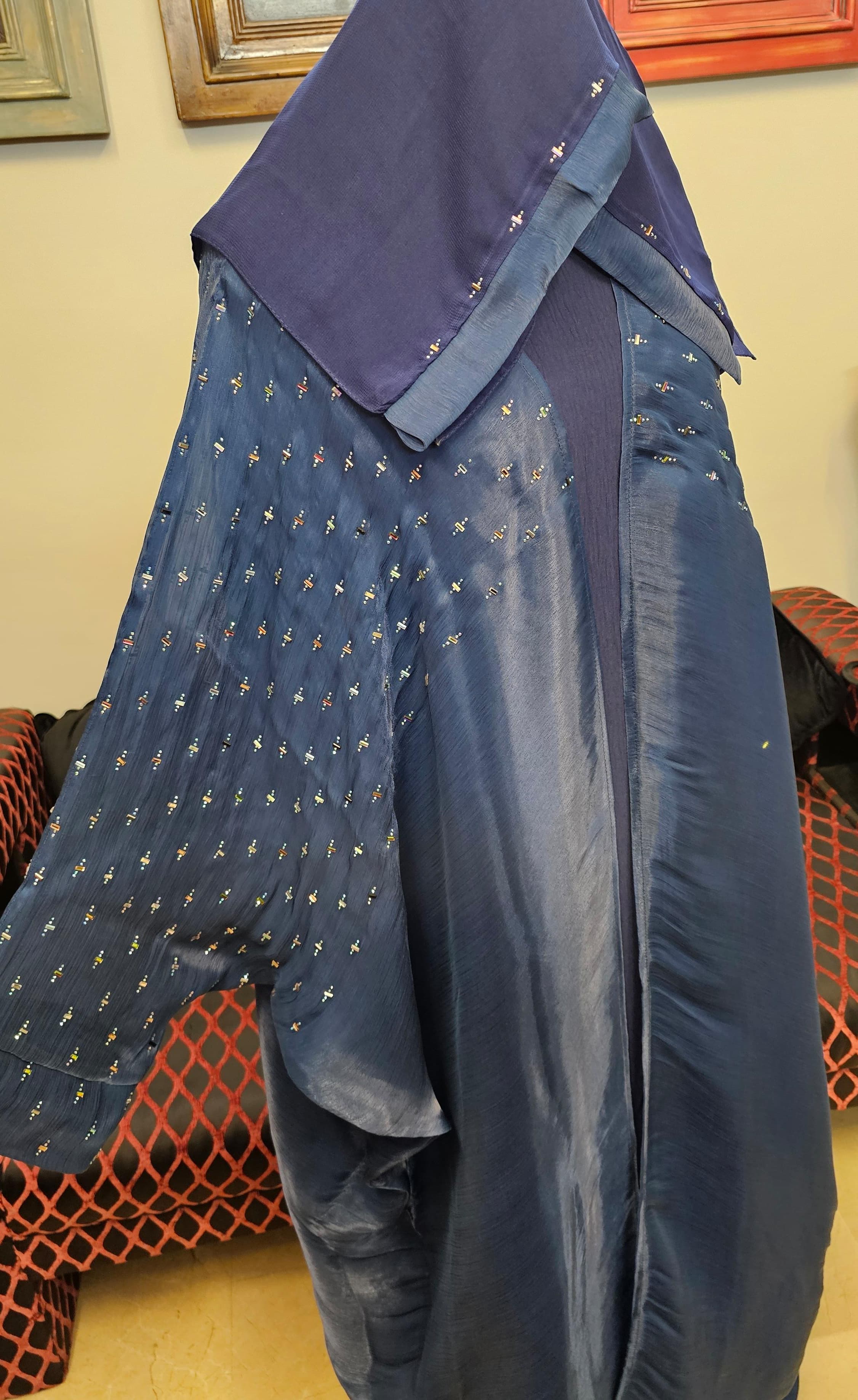 A1489 Rose Organza Abaya