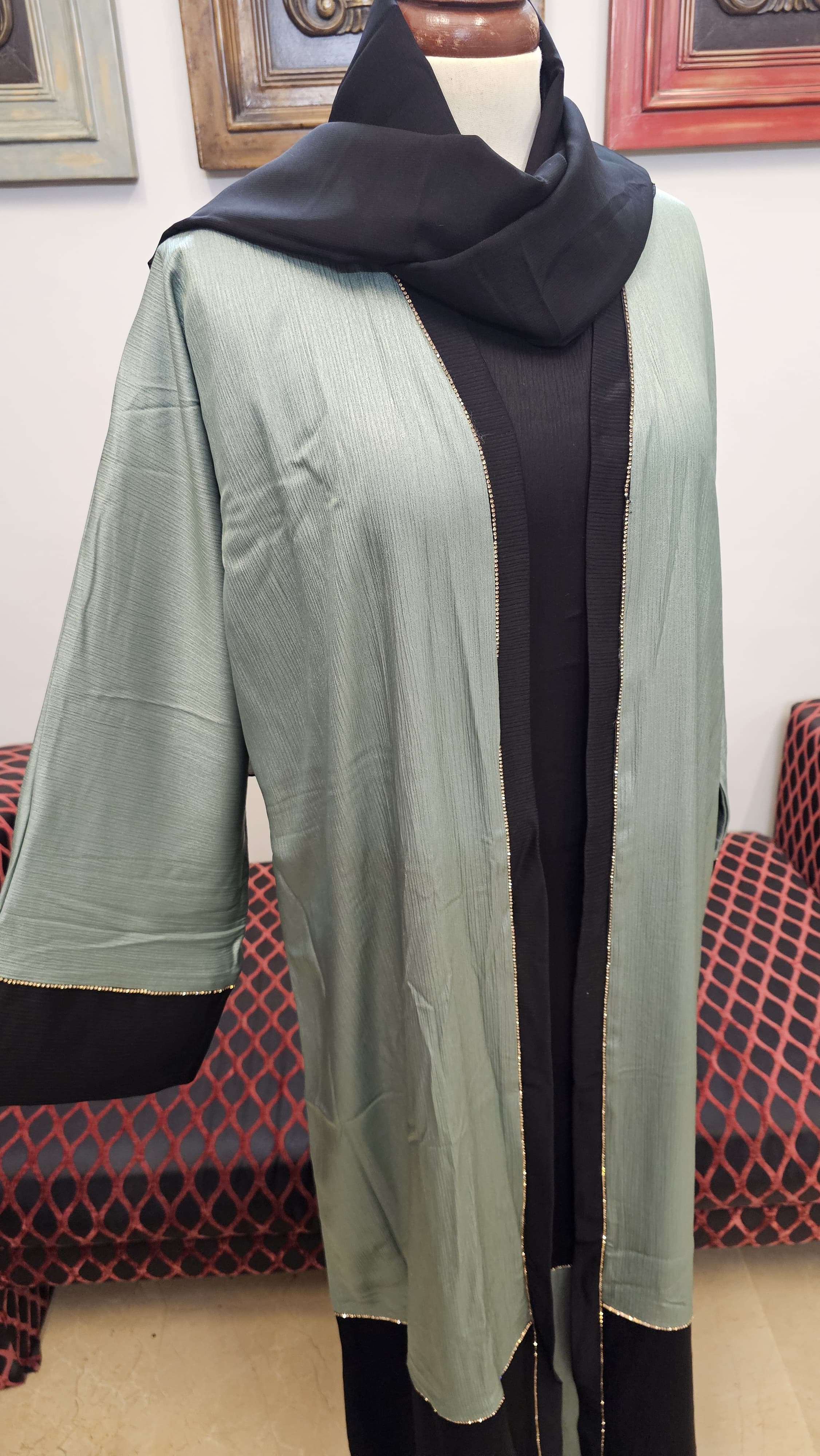 A1439 Shimmer Crinkle Abaya