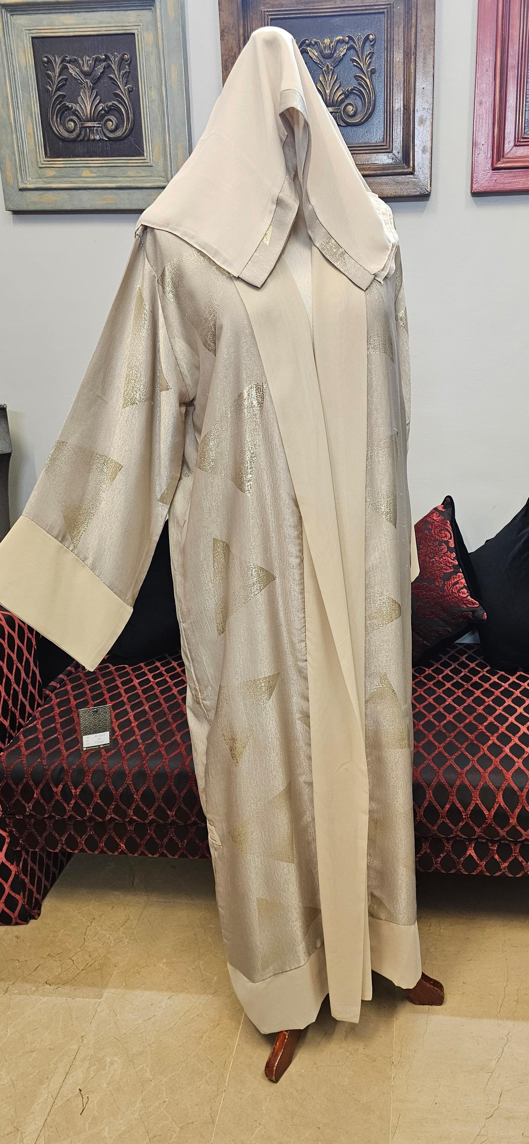 A1607B Velvet Satin Abaya