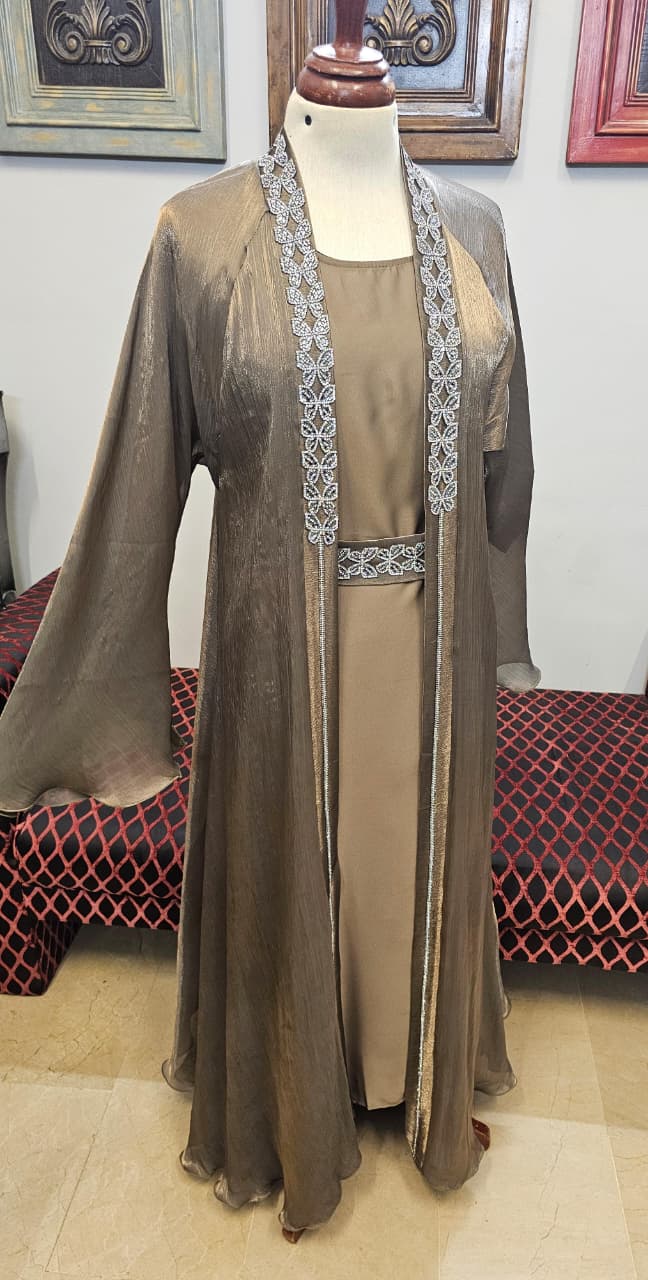 A1671 Rose Organza Abaya
